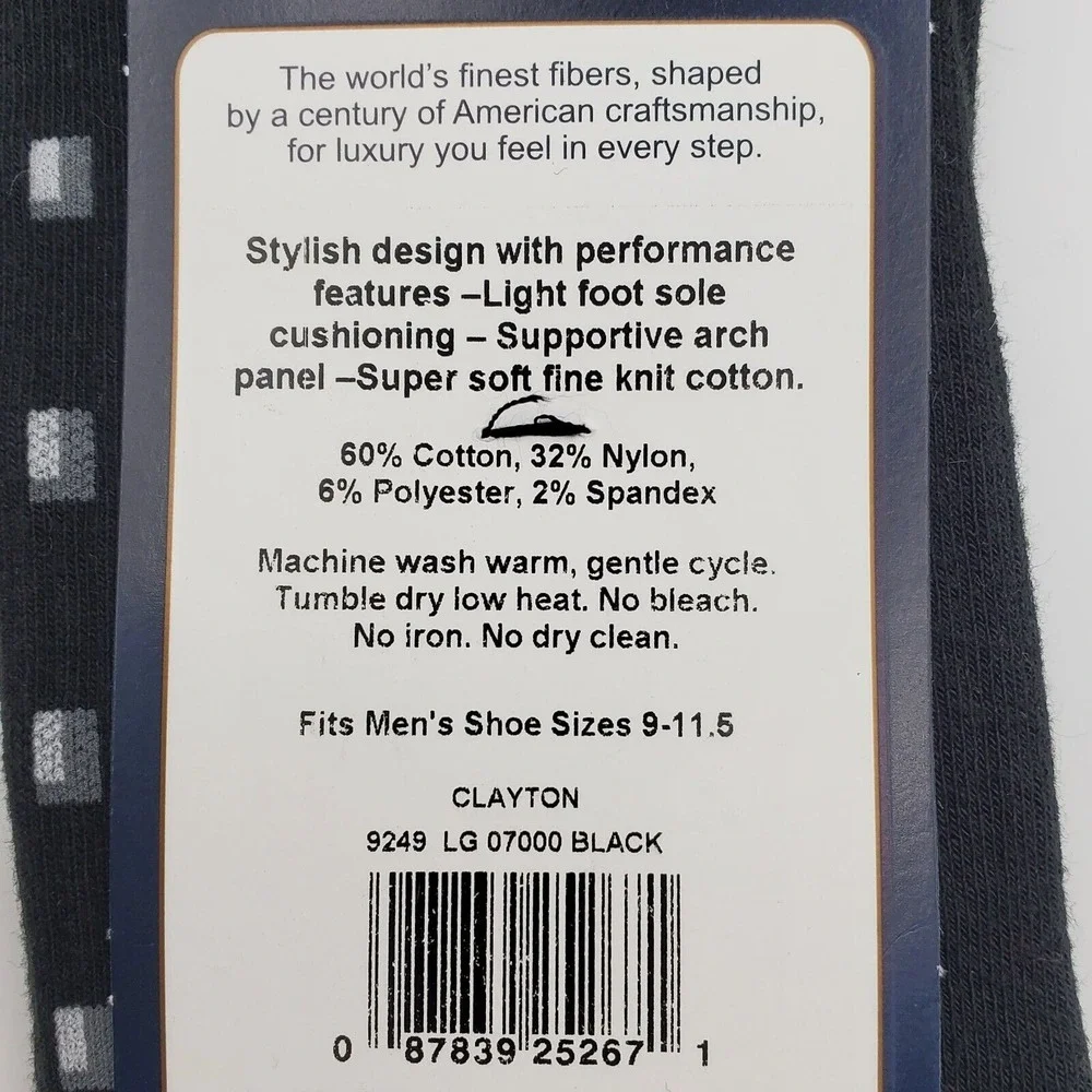 Black Crew‎ Cotton Pattern Socks Mens LARGE Alchester Clayton Dress Luxury NEW